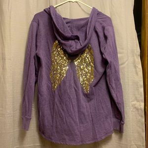 Victoria’s Secret bling wing purple hoodie size M